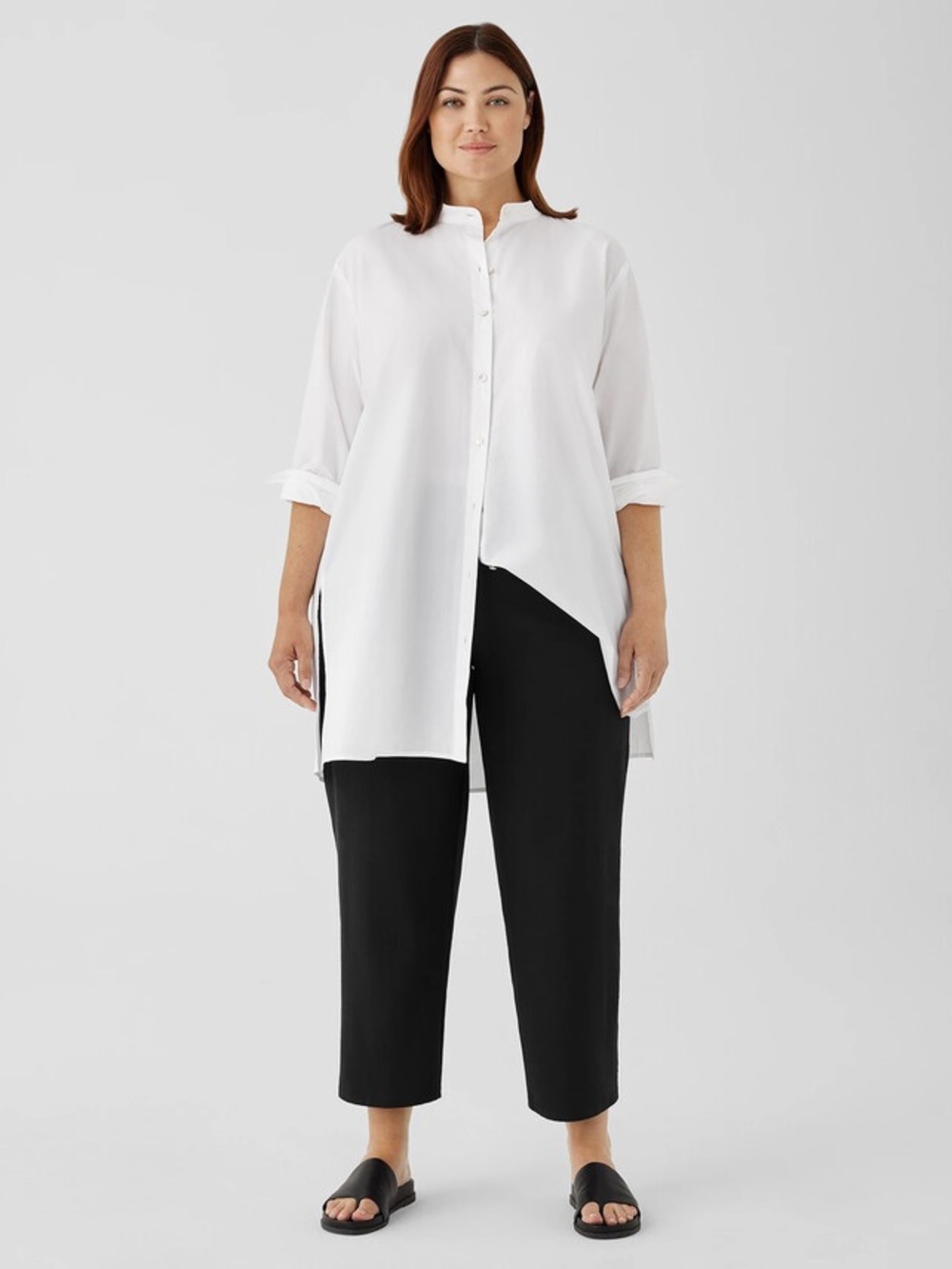 Eileen Fisher Washable Stretch Crepe Straight Pant Sz L